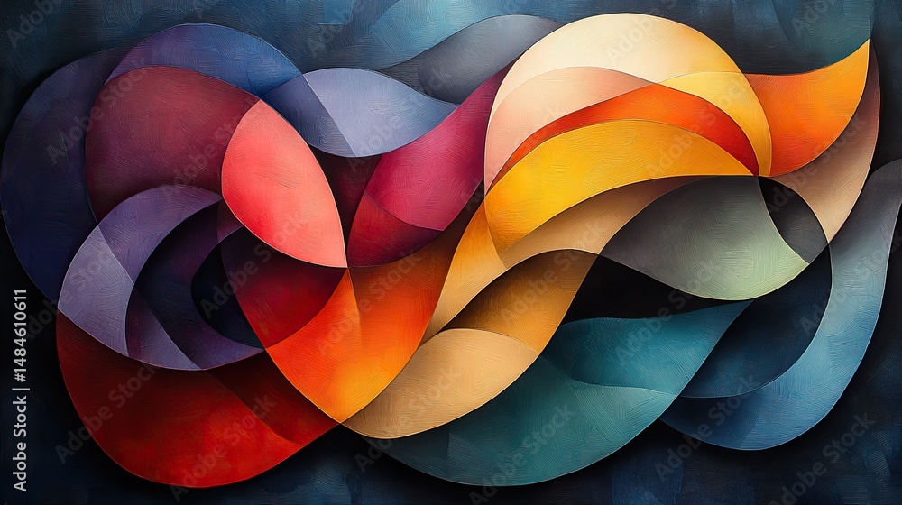 An abstract composition of swirling colors and geometric shapes, creating a sense of dynamic movement and energy An abstract composition of swirling colors and geometric shapes, creating a sense of dynamic movement and energy