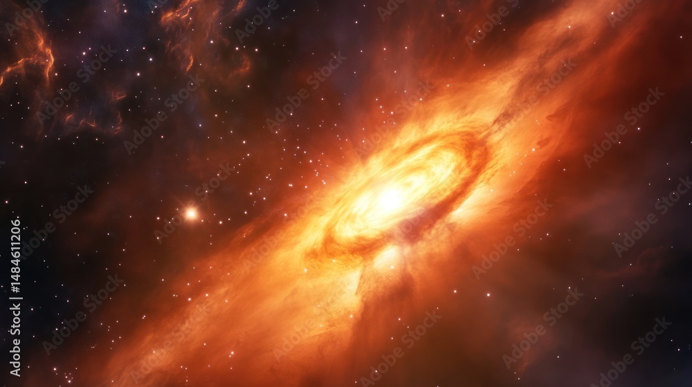 Fototapeta premium Spectacular Cosmic Beauty: A Majestic View of a Spinning Galaxy in Deep Space