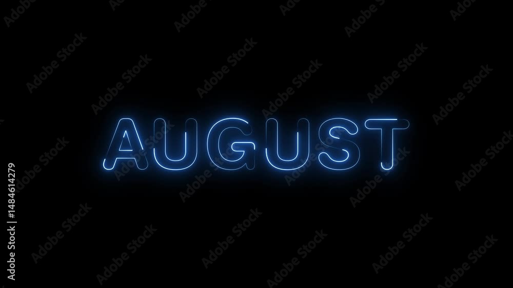Glowing neon shine month name August text icon animation on black background, August Neon text animation, August neon creative video, Neon glowing month name August Glowing neon shine month name August text icon animation on black background, August Neon text animation, August neon creative video, Neon glowing month name August
