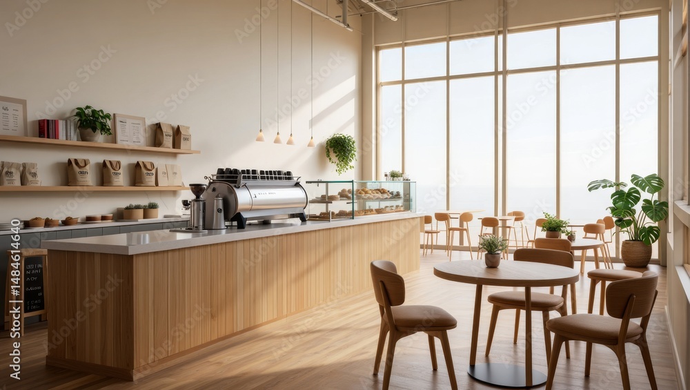 custom made wallpaper toronto digitalCozy Modern Coffee Shop Interior with Scandinavian Design and Warm Natural Lighting