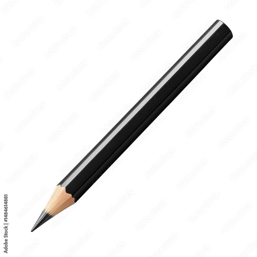 A sleek black graphite pencil resting poised to bring thoughts to life a on transparent background A sleek black graphite pencil resting poised to bring thoughts to life a on transparent background