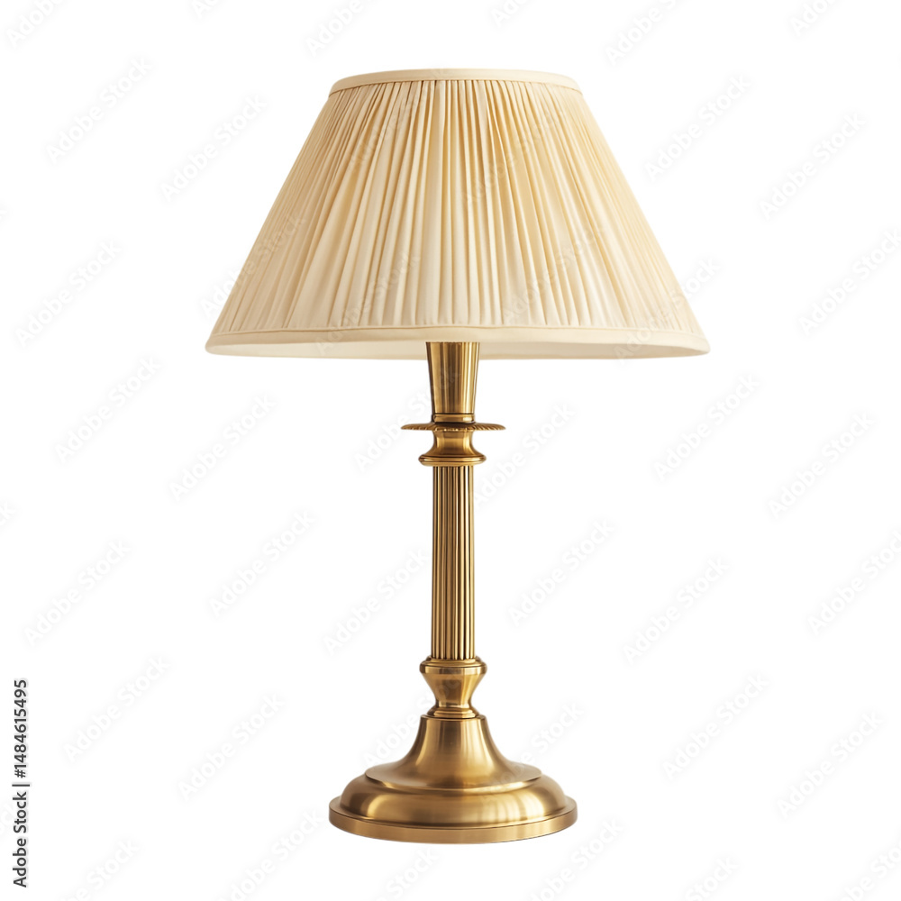 Fototapeta premium Elegant Antique Brass Table Lamp with Pleated Shade Perfect for Classic Interiors