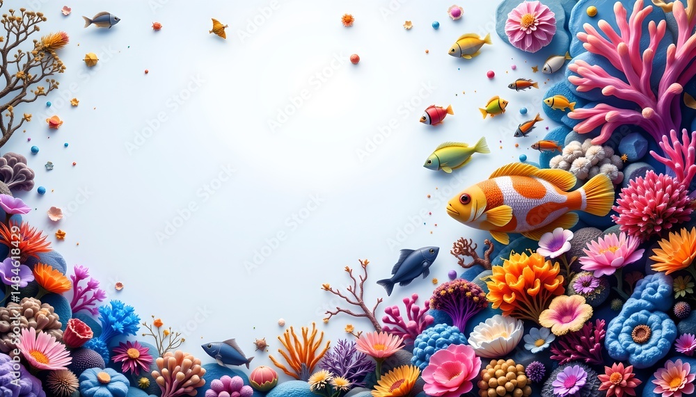 Colorful underwater scene depicting a diverse marine ecosystem full of life and color Colorful underwater scene depicting a diverse marine ecosystem full of life and color