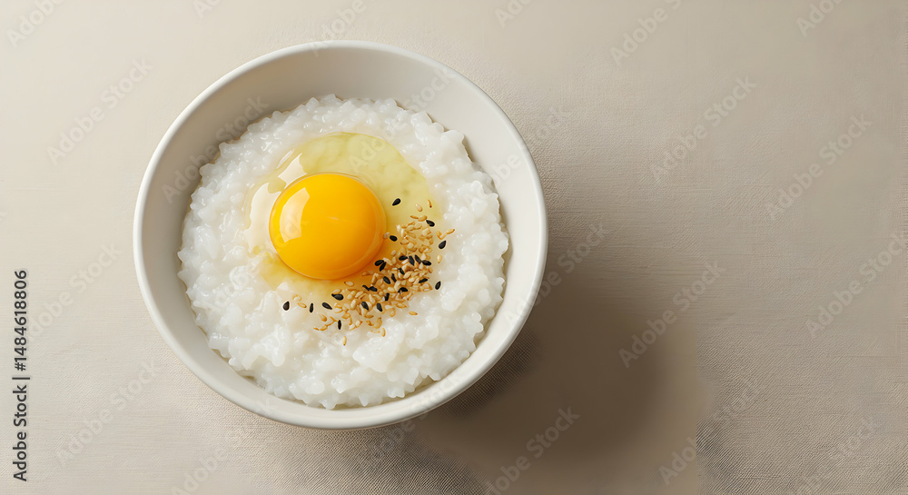 Bowl of rice with egg yolk and seeds Bowl of rice with egg yolk and seeds