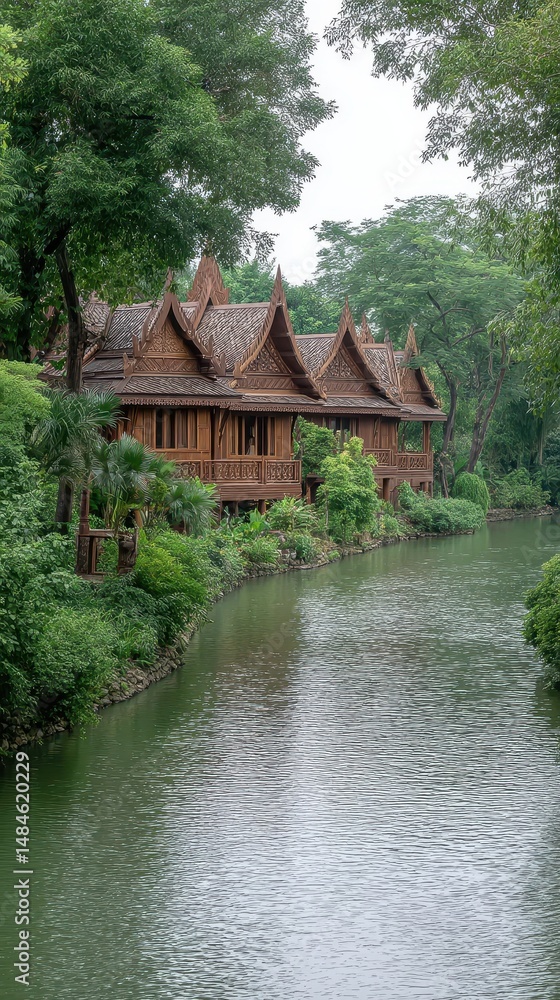 Tranquil Thai Wooden House by the River Tranquil Thai Wooden House by the River