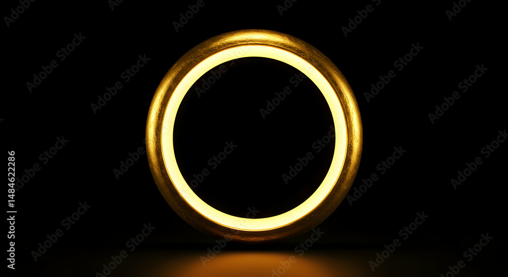 Golden glowing ring on black background Golden glowing ring on black background