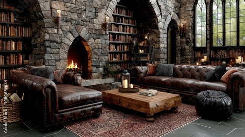 Cozy library interior