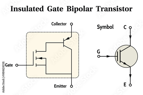 Insulated Gate Bipolar Transistor (IGBT) on the white background. Education. Science. School. Vector illustration.