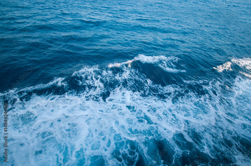 Fototapeta premium Ocean wave water background, Abstract blue sea water.