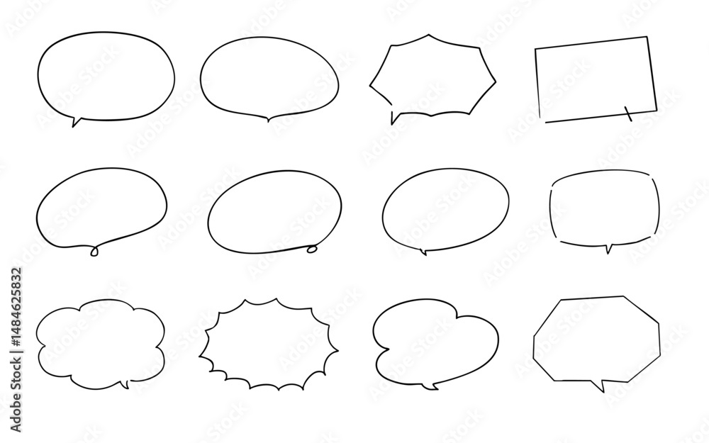 シンプルなふきだしのイラストセット(モノクロ) シンプルなふきだしのイラストセット(モノクロ)