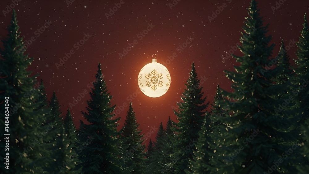 Fototapeta premium Full moon over forest at night