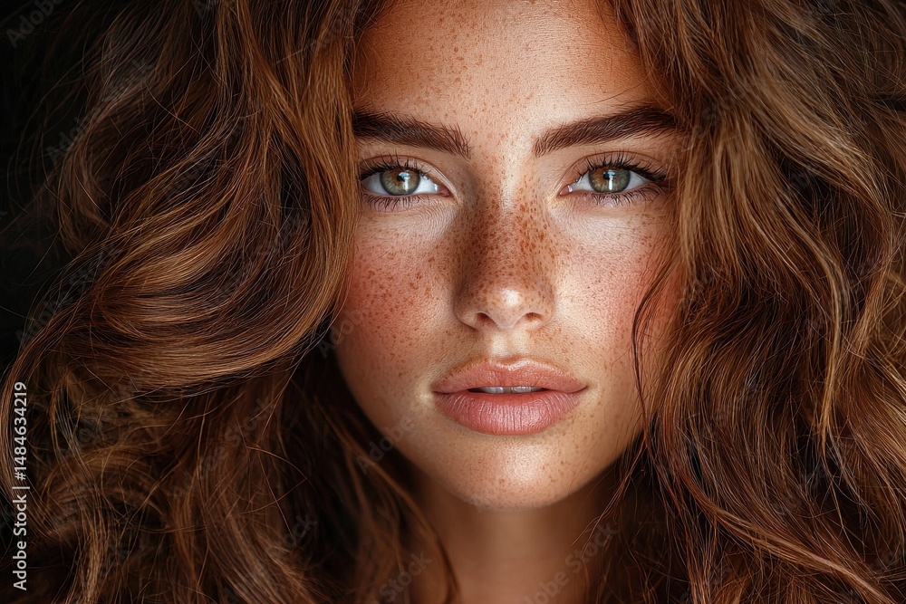 Close-up portrait showcasing natural beauty and radiant red hair in sunlight