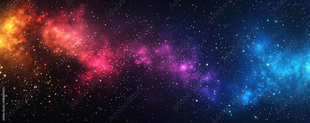 Vivid cosmic landscape with colorful nebula and countless sparkling stars
