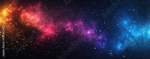 Obraz na płótnie Vivid cosmic landscape with colorful nebula and countless sparkling stars w salonie