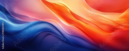 Abstract colorful wave composition in vibrant orange and blue hues