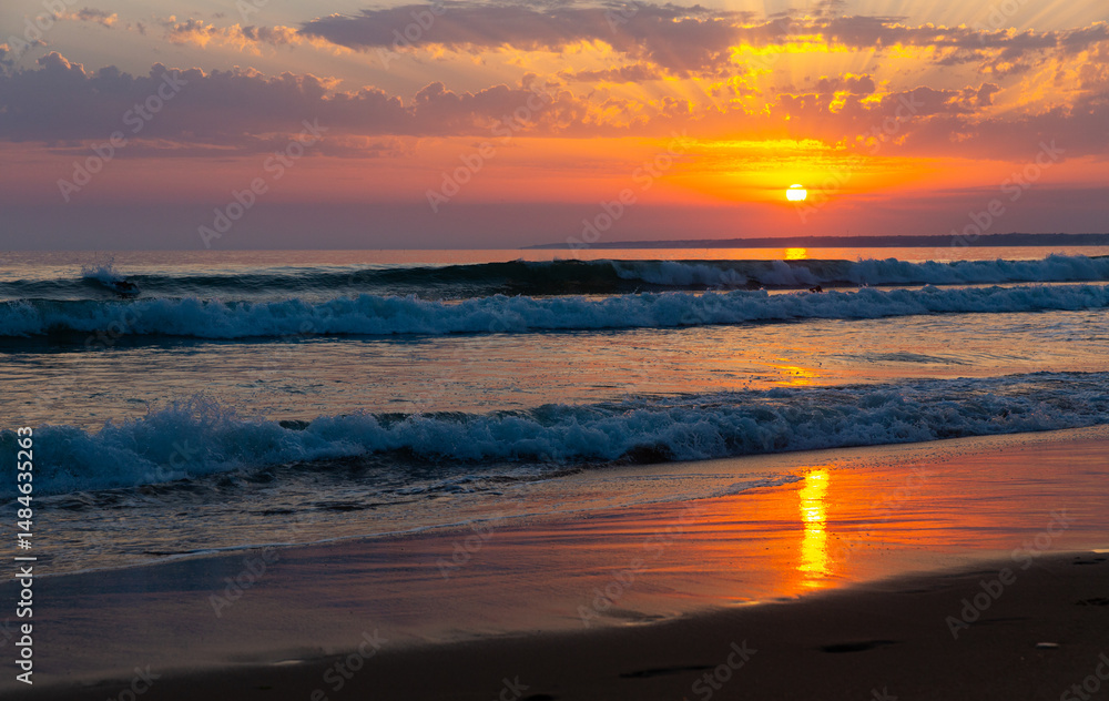 Fototapeta premium Beautiful beach scenery with waves and soft sandy beach