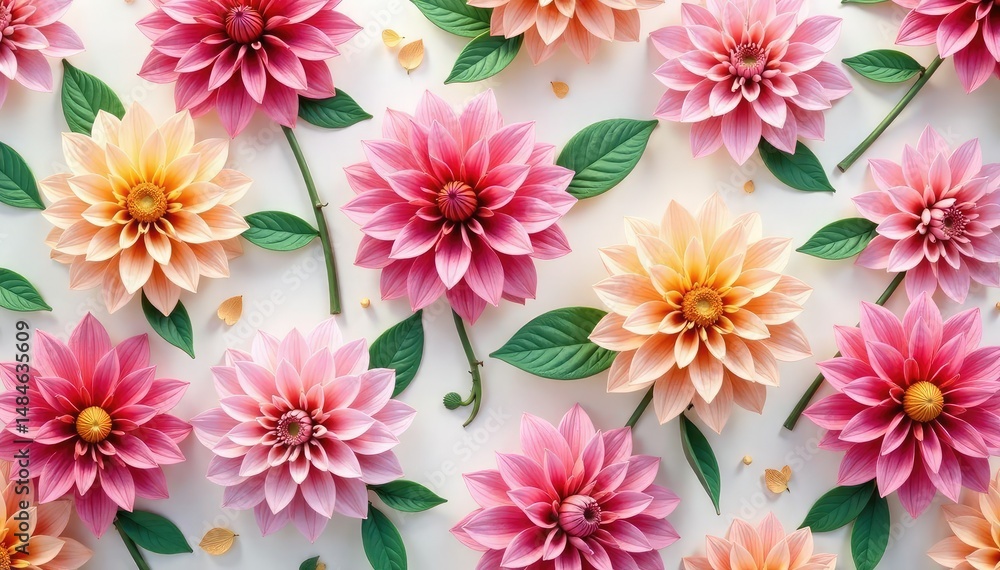 Elegant dahlia repeat, soft pastel shades, seamless design , stock, textile, bloom Elegant dahlia repeat, soft pastel shades, seamless design , stock, textile, bloom