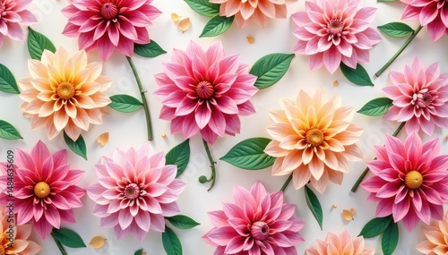 Wallpaper Mural Elegant dahlia repeat, soft pastel shades, seamless design , stock, textile, bloom Torontodigital.ca
