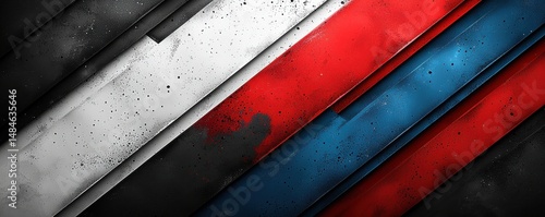 Obraz na płótnie Abstract geometric design with red, white, and blue textured layers w salonie