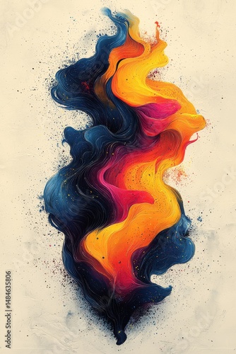 Abstract portrait design featuring bold and vibrant color combinations