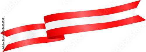 Red and White Austria Flag Wavy Ribbon Corner Border Illustration