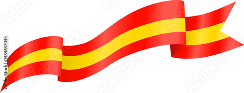 Spanish Flag Wavy Ribbon Corner Border Illustration