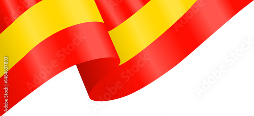 Spanish Flag Wavy Ribbon Corner Border Illustration