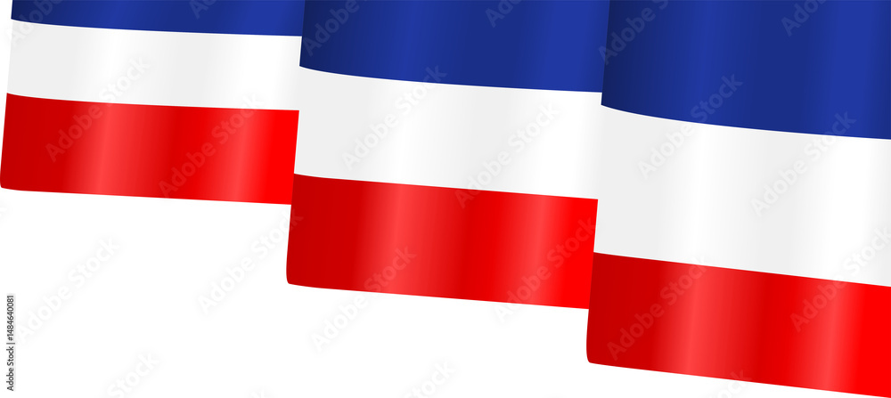 Fototapeta premium Blue White and Red American Flag Wavy Ribbon Corner Border Illustration