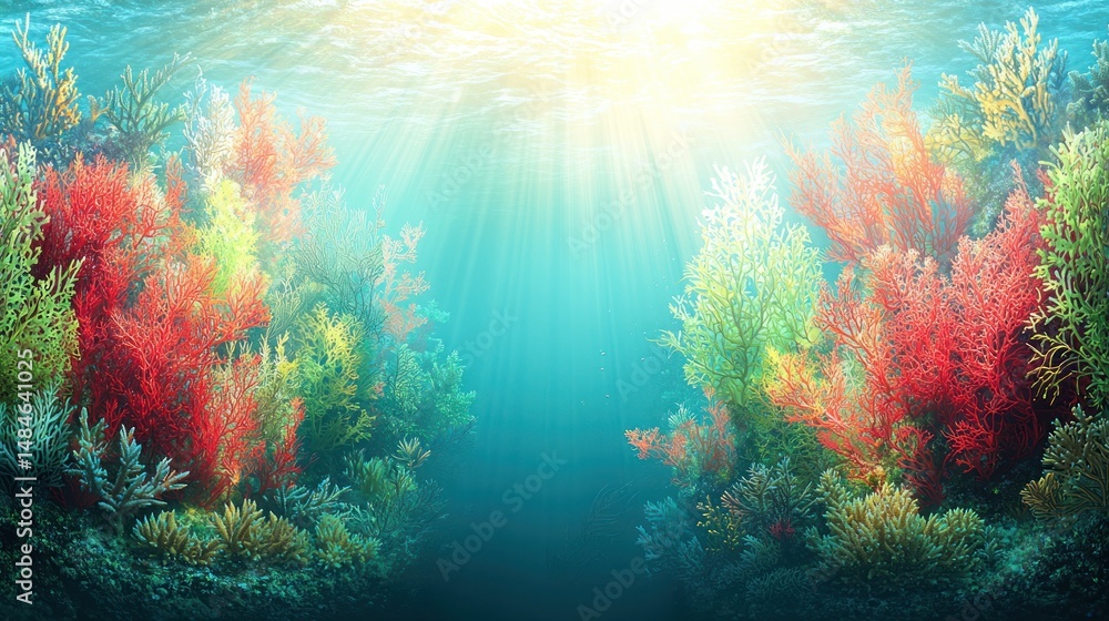Fototapeta premium Vibrant underwater coral reef scene.