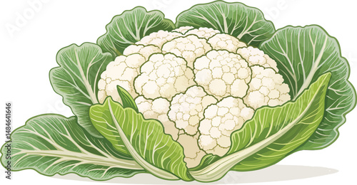 Cauliflower in white background vector design, Cauliflower Illustration vector design