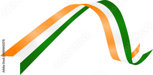 Orange White and Green India Flag Wavy Ribbon Corner Border Illustration