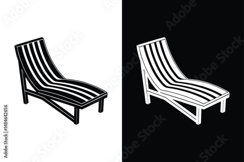 Summer Relaxation Chair Vector. Beach Silhouette Icon in Monochrome