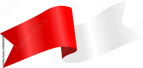 Red and White Indonesia Flag Wavy Ribbon Corner Border Illustration
