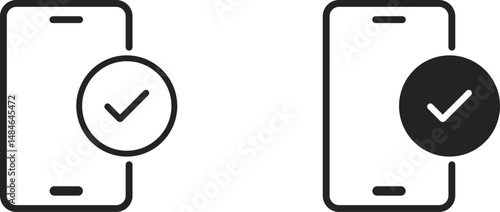 Mobile phone checkmark, verification symbol for app and UI design vector