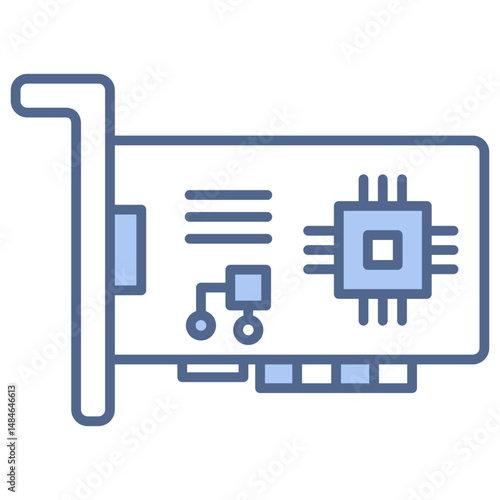 Network Interface Card Blue Icon