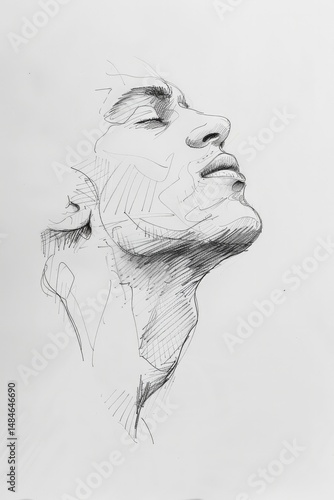 detailed sketch of a human face frontal view