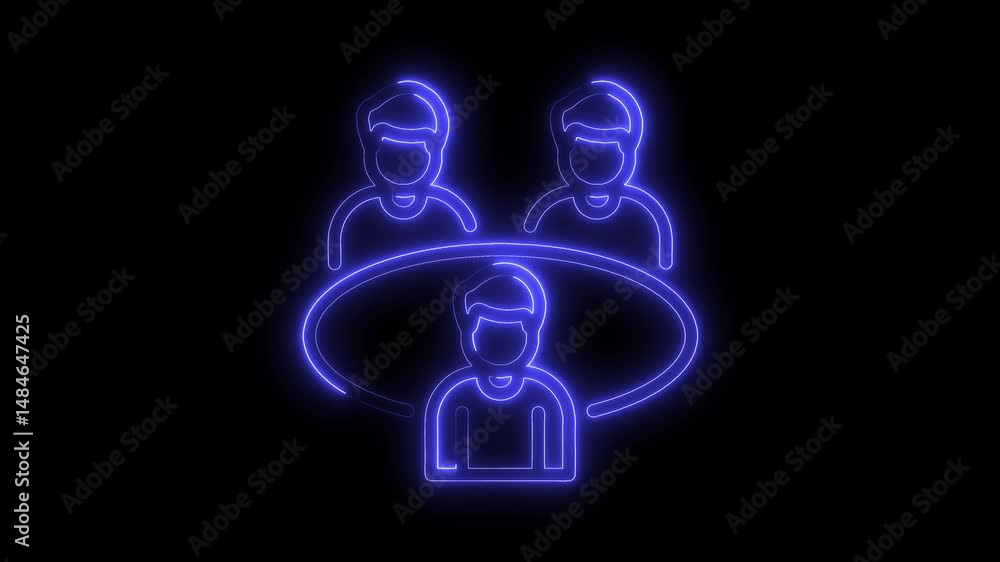Neon style business meeting icon on black background for presentation and corporate video Neon style business meeting icon on black background for presentation and corporate video