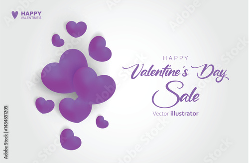 Valentine's day purple heart shape design. Templates for social media posts backgrounds, cover, poster, banners, marketing, sales promotion copy space vector illustration background