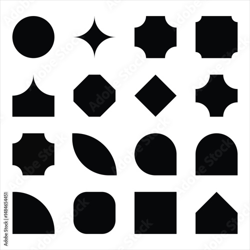 Geometry abstract shapes Minimal geometric monochrome poster, flat retro style vector illustration,Geometric brutality figures. Modern elements abstract shapes Swiss style, simple bold minimalist basi