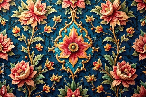 Intricate floral damask pattern in a vintage style , pattern, texture, repeat
