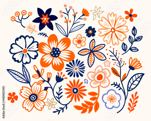 Floral seamless pattern vector illustration design showcases a spring-inspired flower texture on a pink fabric backdrop
