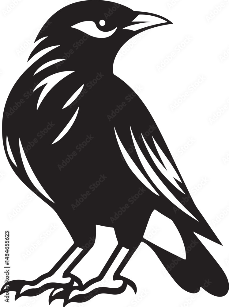 Myna Bird Black Silhouette Vector, Exotic Bird Clipart & Wildlife Graphic Design Myna Bird Black Silhouette Vector, Exotic Bird Clipart & Wildlife Graphic Design