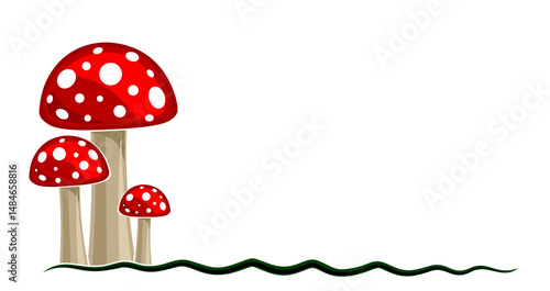 Symbol of red fly agaric with green grass.