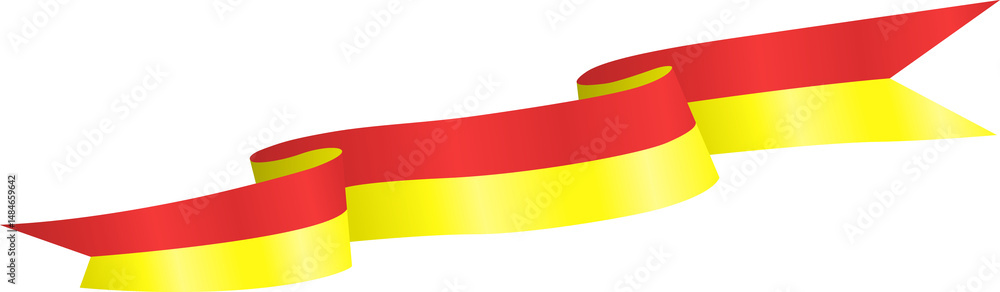Obraz premium Red and Yellow Flag Wavy Ribbon Corner Border Illustration