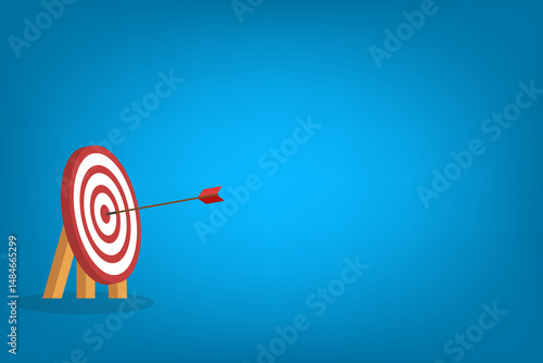 Hand holding a target, showing a goal. Red arrow hits the center. Business challenge failure and success concept.