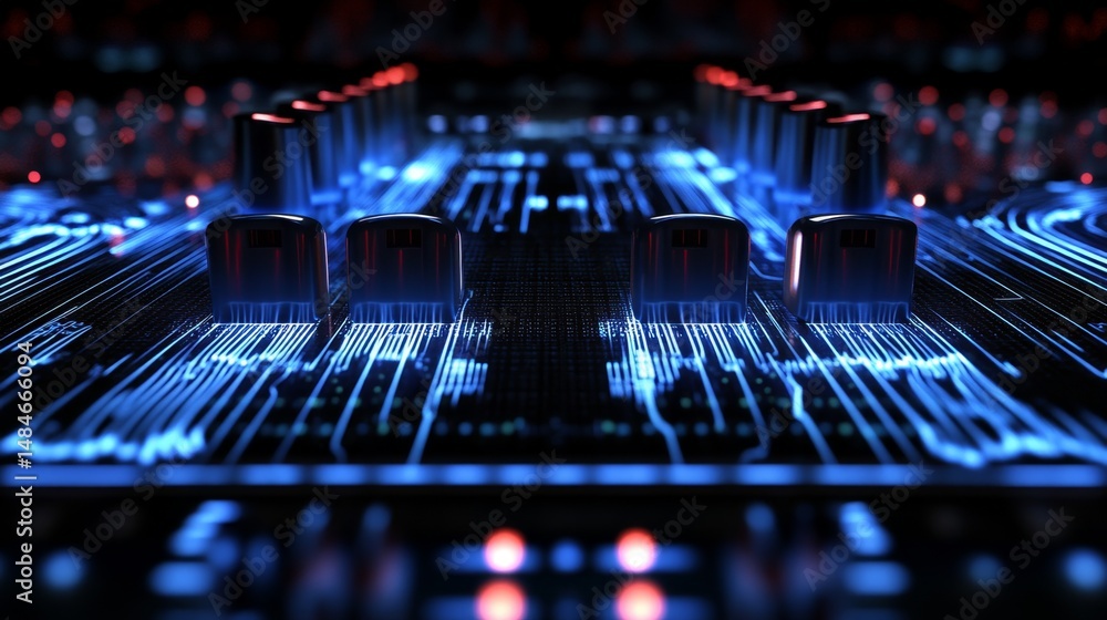 Fototapeta premium High-Tech Circuit Board Design with Operational Amplifiers and Controls