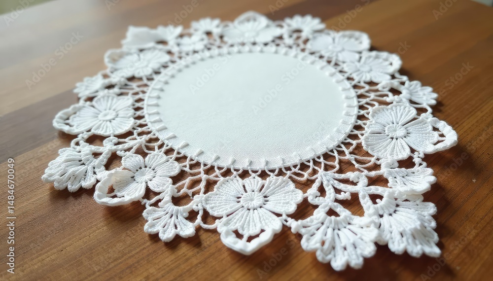 Intricate floral lace doily, delicate white cotton , embroidery, lacework Intricate floral lace doily, delicate white cotton , embroidery, lacework