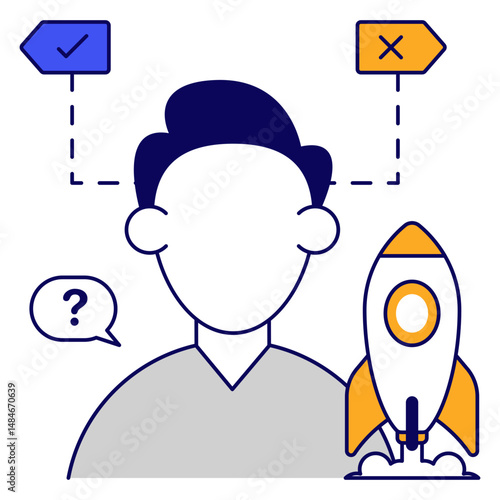 Conceptual flat design icon of startup
