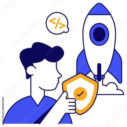 Modern design icon of startup security