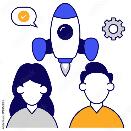 Startup management icon, editable vector